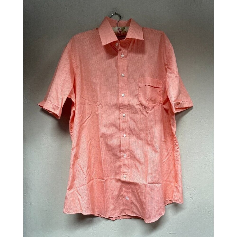 The Custom Shop Shirtmakers Men's Short Sleeve Orange Gingham Dress Shirt